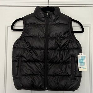 Black Puffer Zip-up Vest
